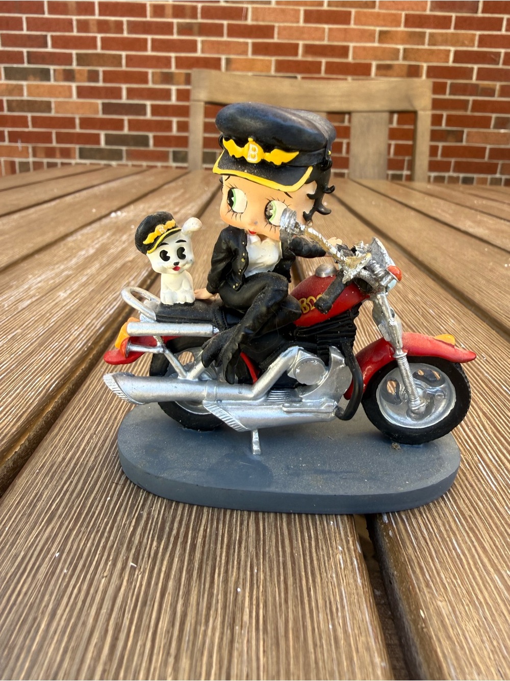 Betty Boop Police Officer Motorcycle Figurine With Pudgy Dog 2002